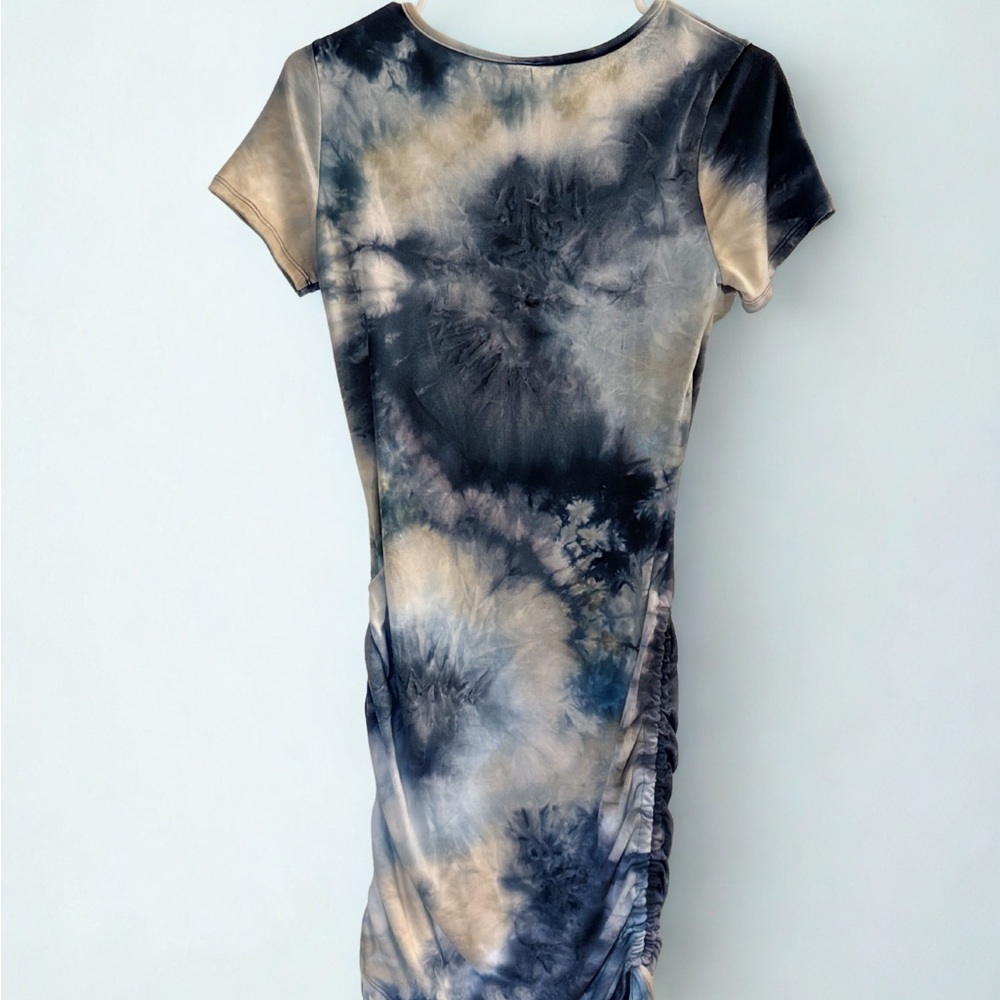 Windsor Tie-Dye Mini Dress in Navy and Cream
